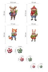 Yılbaşı Sevimli Hayvanlar Sticker Seti ve Yeni Yıl Objeleri Çocuk Bebek Odası Duvar Cam Sticker