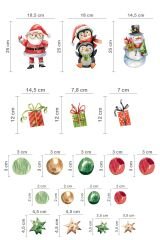 Şeffaf Sticker Yılbaşı Noel Baba Penguenler ve Kardan Adam Çocuk Bebek Odası Duvar Cam Sticker