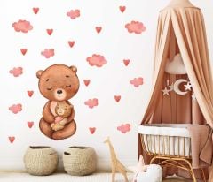 Anne ve Bebek Ayıcık Çocuk Odası Duvar Sticker