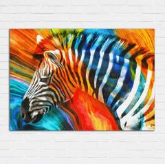 Renkler İçinde Zebra Kanvas Tablo