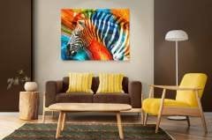 Renkler İçinde Zebra Kanvas Tablo