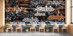 Siyah ve Turuncu Grafiti Duvar Kağıdı