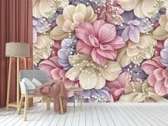 Pembe Tonlu Çiçekler Duvar Kağıdı