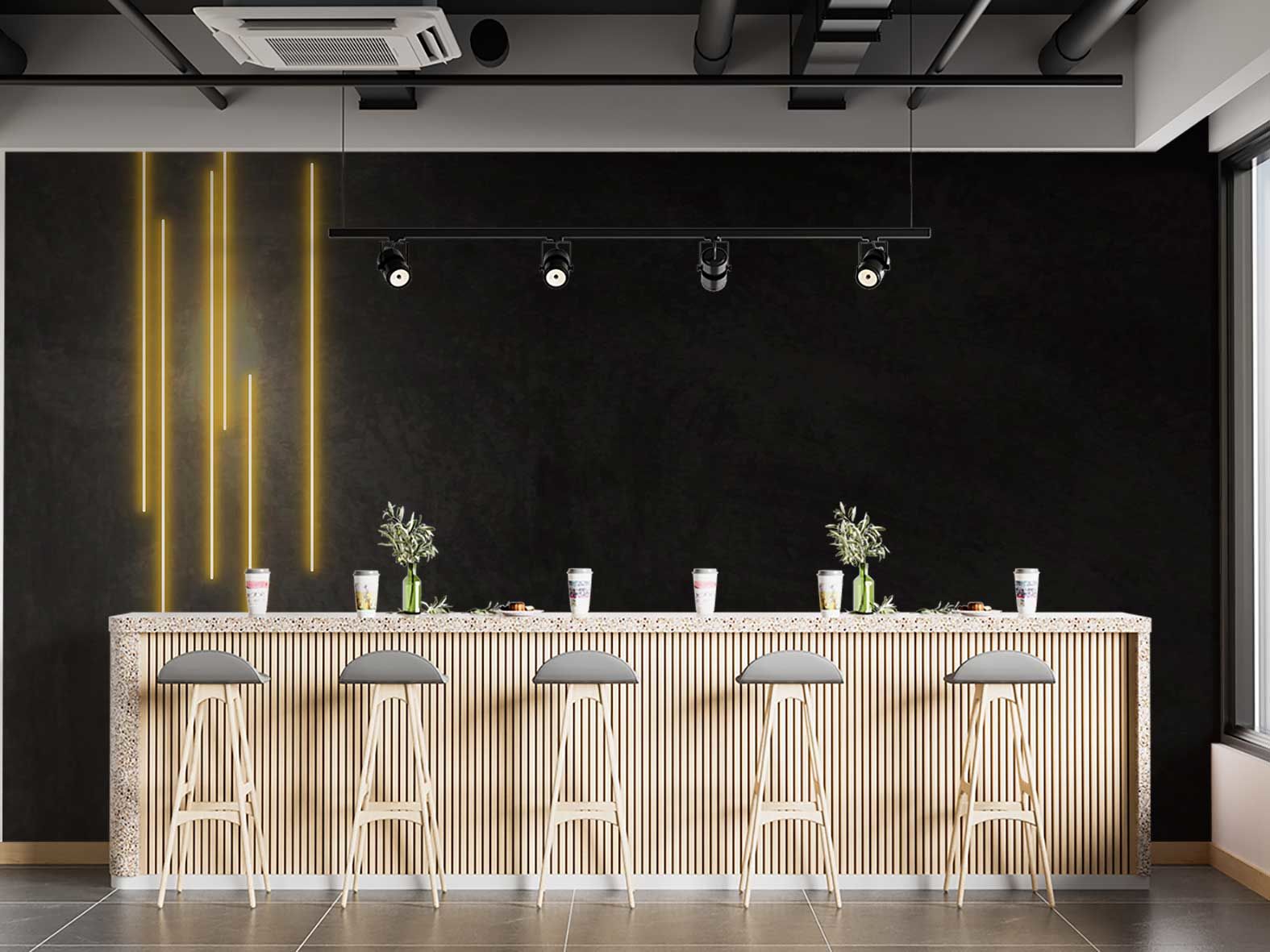 Neon Sarı Çizgiler Duvar Kağıdı