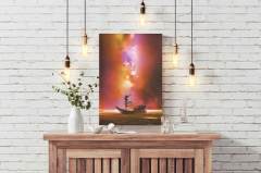 Yıldızlı Gökyüzü ve Eski Tekne Kanvas Tablo 50X70