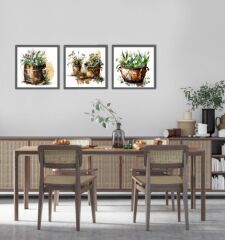 Saksıdaki Çiçekler Dekoratif MDF Tablo