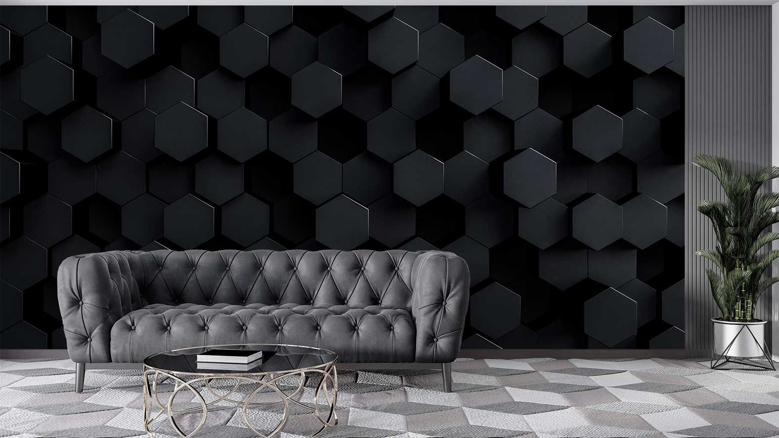 3D Siyah Bloklar Duvar Kağıdı