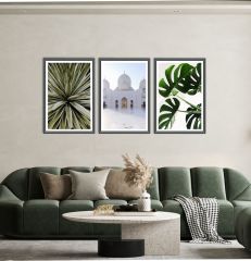 Ağaç Yaprakları ve Taj Mahal Dekoratif MDF Tablo