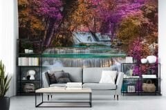 Sakura Ağaçları ve Göl Manzarası Duvar Kağıdı
