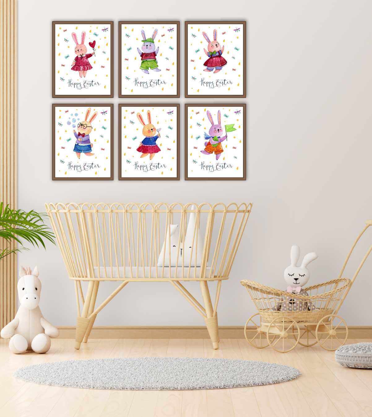 Sevimli Tavşanlar Easter Egg Dekoratif Mdf Tablo