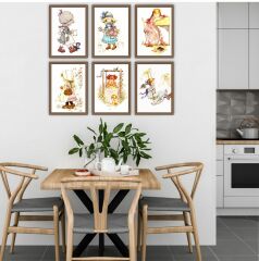 Sevimli Kız Çocukları ve Çiçek Bahçesi Dekoratif Mdf Tablo