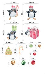 Sevimli Yılbaşı Penguenleri Ve Yılbaşı Objeleri Çocuk Bebek Odası Duvar Cam Sticker