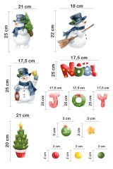 Sevimli Kardan Adamlar Ve Yeni Yıl Objeleri Çocuk Bebek Odası Duvar Cam Sticker