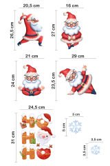 Yoga Yapan Sevimli Noel Baba Ve Yeni Yıl Objeleri Çocuk Bebek Odası Duvar Cam Sticker