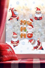 Yoga Yapan Sevimli Noel Baba Ve Yeni Yıl Objeleri Çocuk Bebek Odası Duvar Cam Sticker