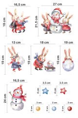 Sevimli Yılbaşı Tavşanları Ve Kardan Adamlar Çocuk Bebek Odası Duvar Cam Sticker