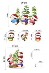 Sevimli Yılbaşı Penguenleri Beyaz Kar Taneleri Ve Yılbalı Ağacı Çocuk Bebek Odası Duvar Cam Sticker