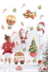 Sevimli Kardan Adam Noel Baba Ve Yeni Yıl Objeleri Çocuk Bebek Odası Duvar Cam Sticker