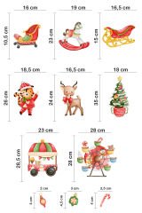 Sevimli Yılbaşı Yeni Yıl Objeleri Çocuk Bebek Odası Duvar Cam Sticker