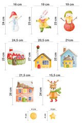 Sevimli Yılbaşı Yeni Yıl Objeleri Çocuk Bebek Odası Duvar Cam Sticker