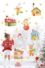 Sevimli Yılbaşı Yeni Yıl Objeleri Çocuk Bebek Odası Duvar Cam Sticker