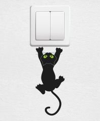 Siyah Kedi Priz Sticker