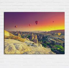 Kapadokya Sıcak hava Balonları Manzaralı Kanvas Tablo