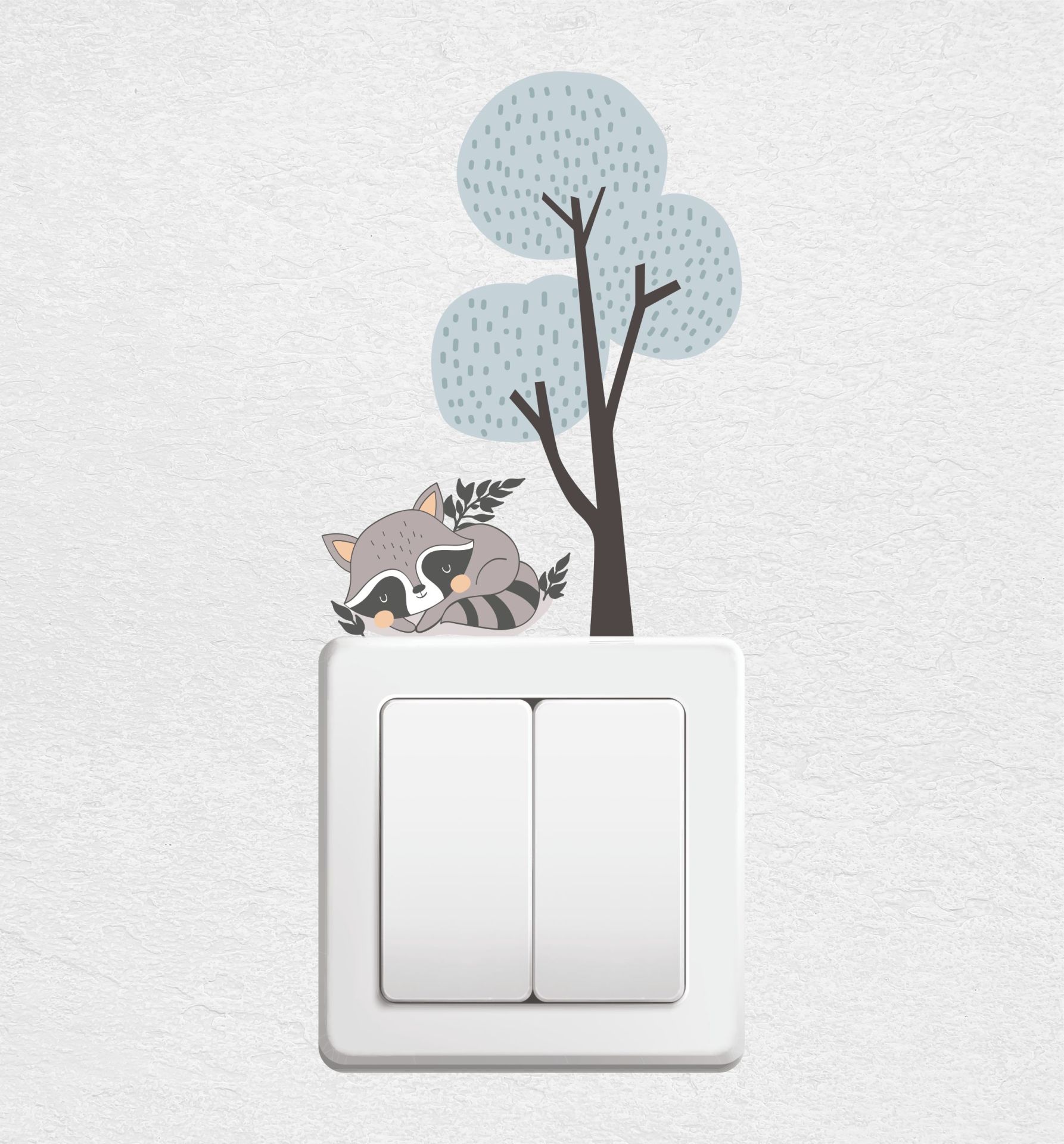 Sevimli Rakun ve Ağaç Priz Sticker