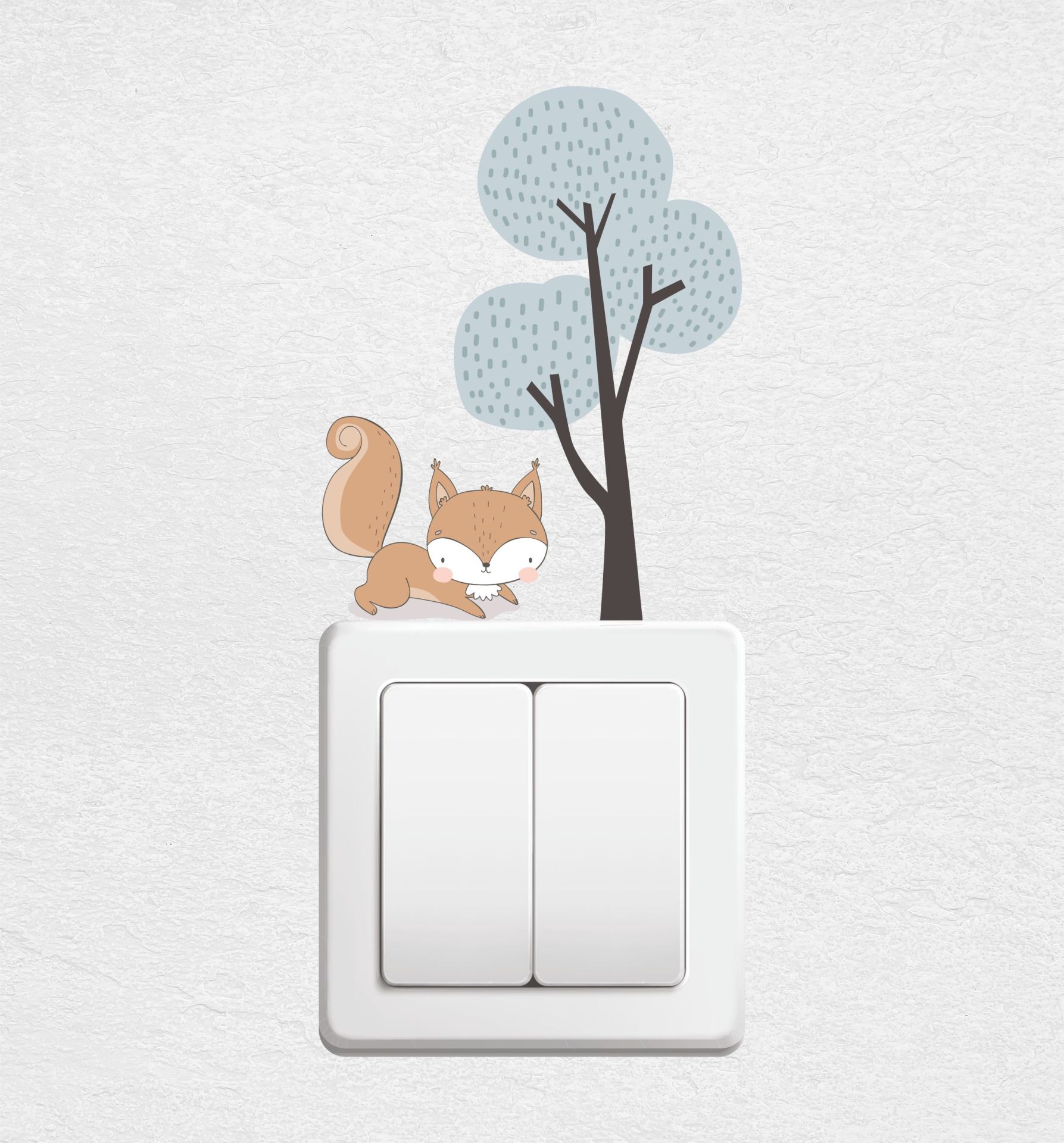 Sevimli Sincap ve Ağaç Priz Sticker