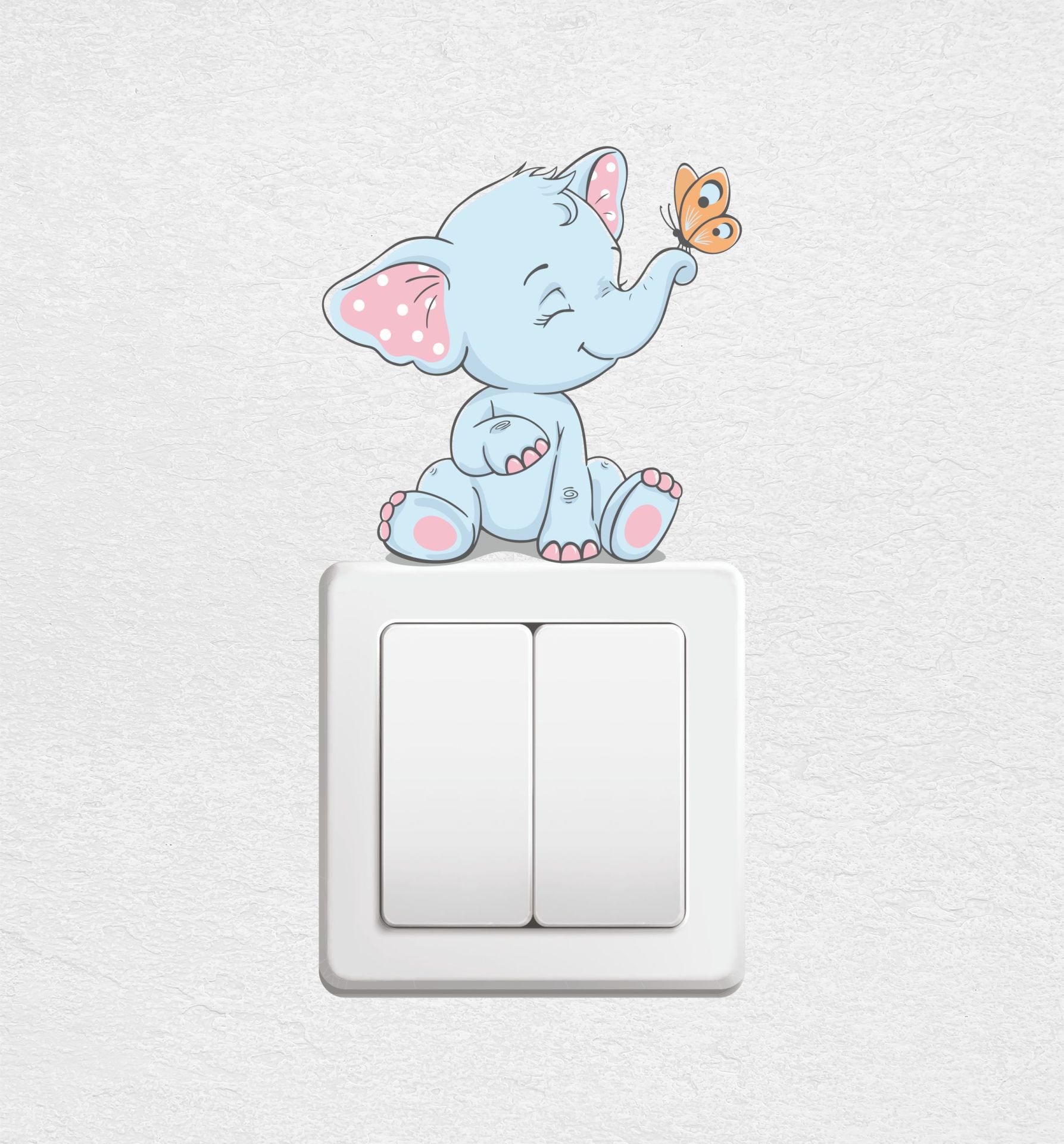 Sevimli Fil ve Kelebek Priz Sticker