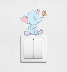 Sevimli Fil ve Kelebek Priz Sticker