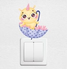 Şemsiyeli Unicorn Priz Sticker