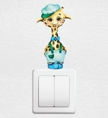 Sevimli Zürafa Priz Sticker