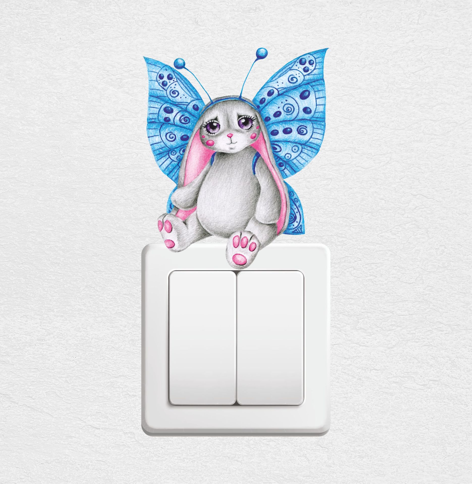Sevimli Kelebek Tavşan Priz Sticker