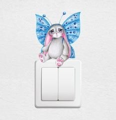 Sevimli Kelebek Tavşan Priz Sticker